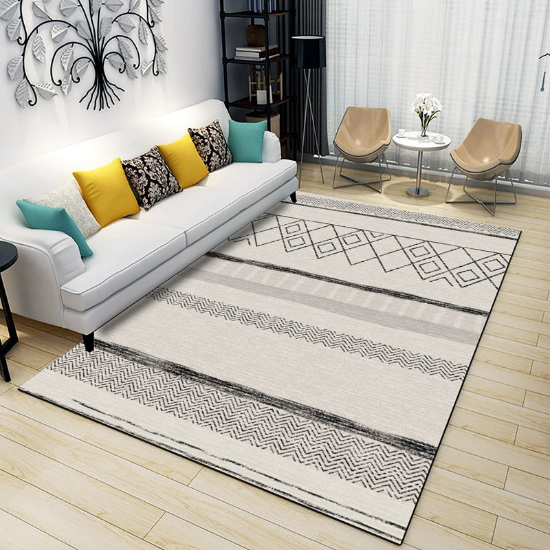 Multi-Colored Room Rug Western Geometric Pattern Area Rug Polypropylene Anti-Slip Backing Pet Friendly Washable Carpet Light Gray Clearhalo 'Area Rug' 'Bohemian' 'Moroccan' 'Rugs' Rug' 2214313