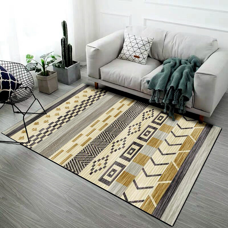 Multi-Colored Room Rug Western Geometric Pattern Area Rug Polypropylene Anti-Slip Backing Pet Friendly Washable Carpet Gray-Yellow Clearhalo 'Area Rug' 'Bohemian' 'Moroccan' 'Rugs' Rug' 2214317