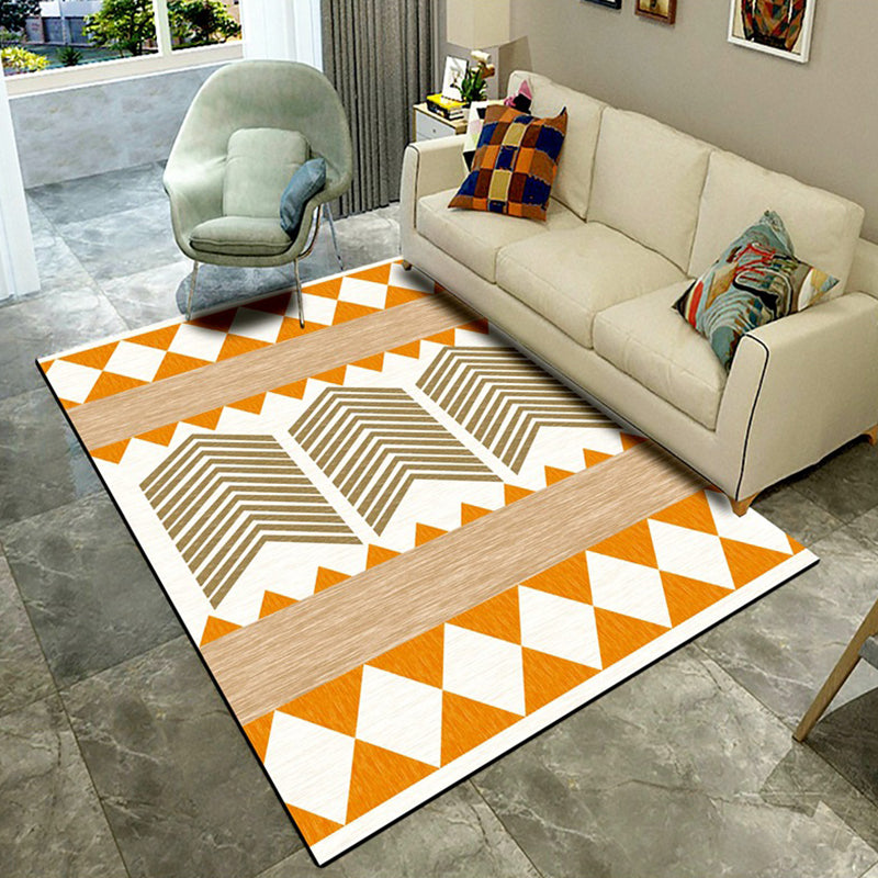 Multi-Colored Room Rug Western Geometric Pattern Area Rug Polypropylene Anti-Slip Backing Pet Friendly Washable Carpet Yellow-Red Clearhalo 'Area Rug' 'Bohemian' 'Moroccan' 'Rugs' Rug' 2214318