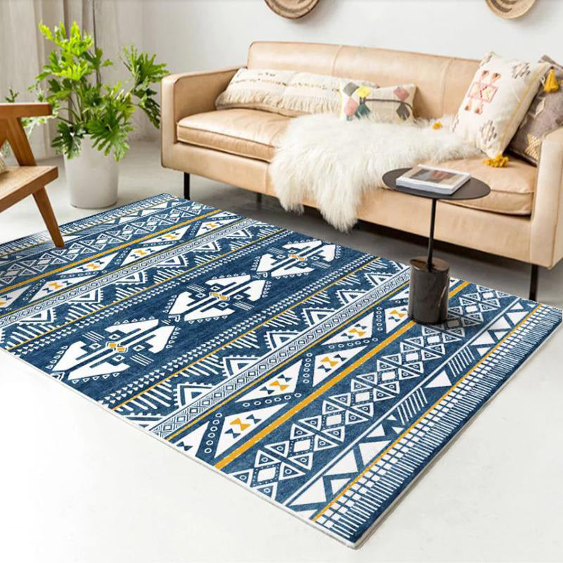Vintage Parlor Rug Multicolor Geometric Pattern Area Rug Polypropylene Pet Friendly Non-Slip Backing Carpet Dark Blue Clearhalo 'Area Rug' 'Bohemian' 'Rugs' Rug' 2214337
