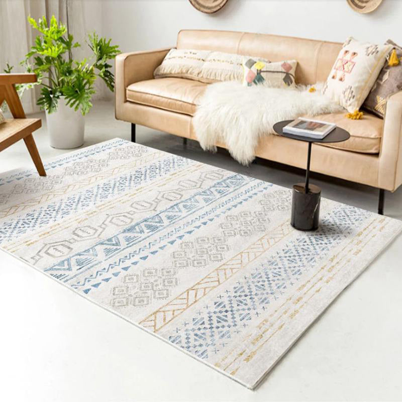 Vintage Parlor Rug Multicolor Geometric Pattern Area Rug Polypropylene Pet Friendly Non-Slip Backing Carpet Light Blue-Yellow Clearhalo 'Area Rug' 'Bohemian' 'Rugs' Rug' 2214342