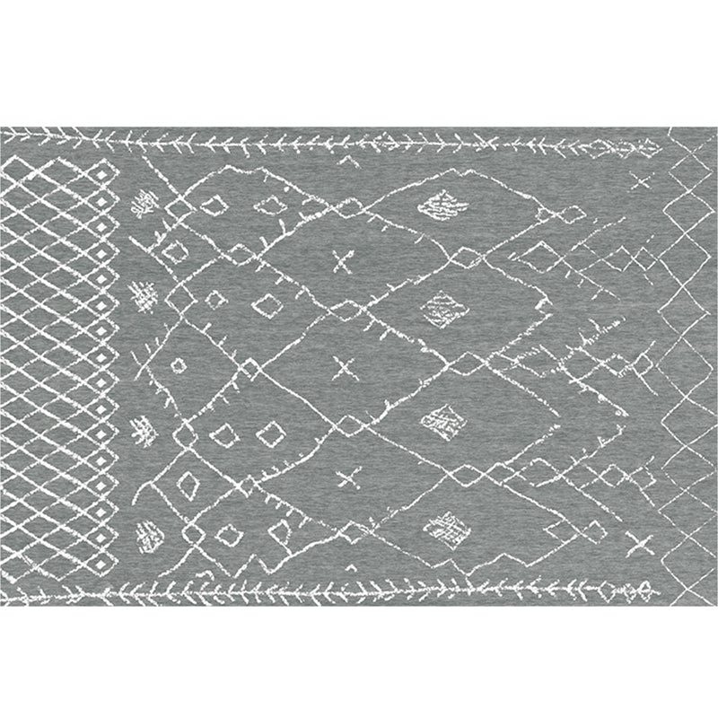 Moroccan Geo Printed Rug Multicolored Synthetics Area Rug Non-Slip Pet Friendly Indoor Rug for Living Room Dark Gray-White Clearhalo 'Area Rug' 'Bohemian' 'Moroccan' 'Rugs' Rug' 2214367