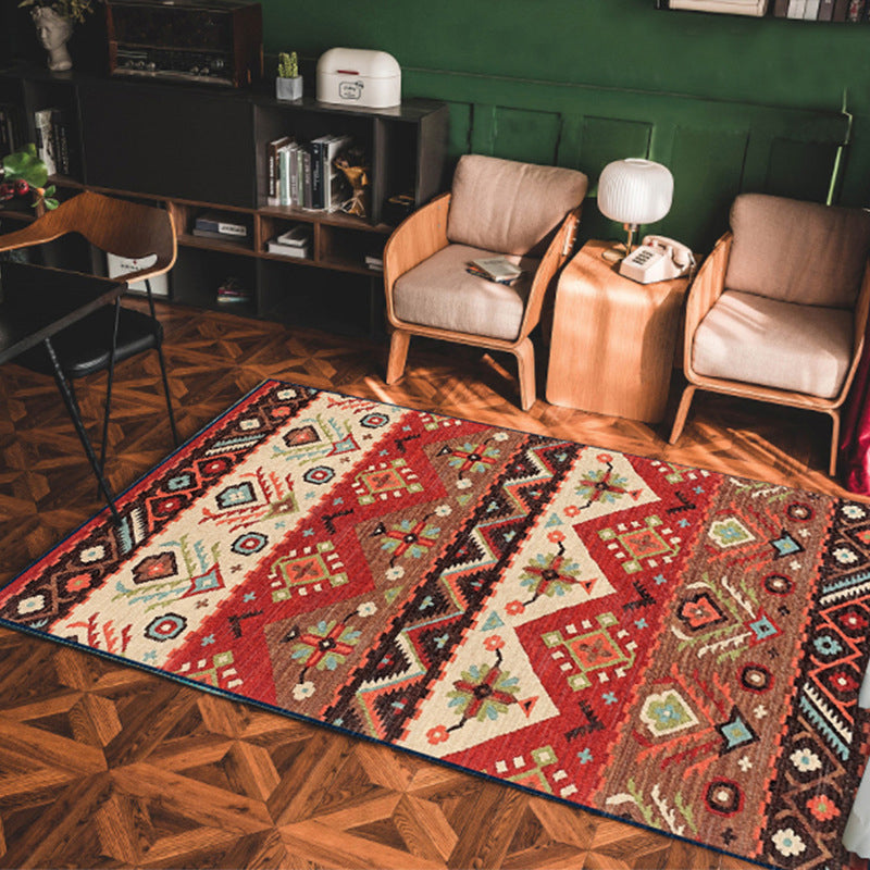 Multi Colored Americana Rug Polyster Geo Patterned Indoor Rug Pet Friendly Non-Slip Backing Area Carpet for Decoration Red Brown Clearhalo 'Area Rug' 'Bohemian' 'Rugs' Rug' 2214395