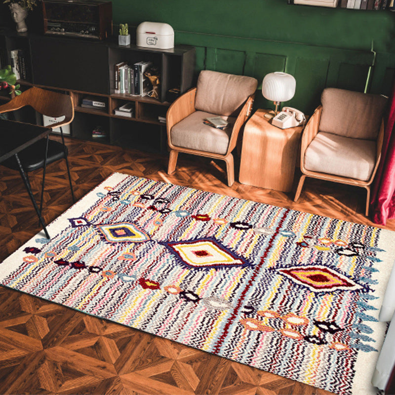 Multi Colored Americana Rug Polyster Geo Patterned Indoor Rug Pet Friendly Non-Slip Backing Area Carpet for Decoration Yellow-Pink Clearhalo 'Area Rug' 'Bohemian' 'Rugs' Rug' 2214398