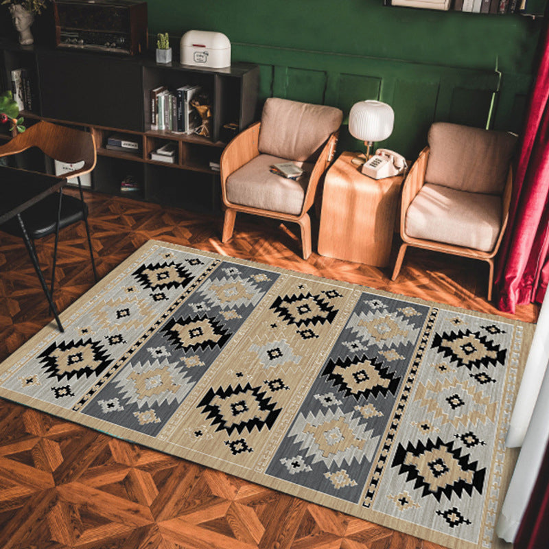 Multi Colored Americana Rug Polyster Geo Patterned Indoor Rug Pet Friendly Non-Slip Backing Area Carpet for Decoration Dark Khaki Clearhalo 'Area Rug' 'Bohemian' 'Rugs' Rug' 2214402