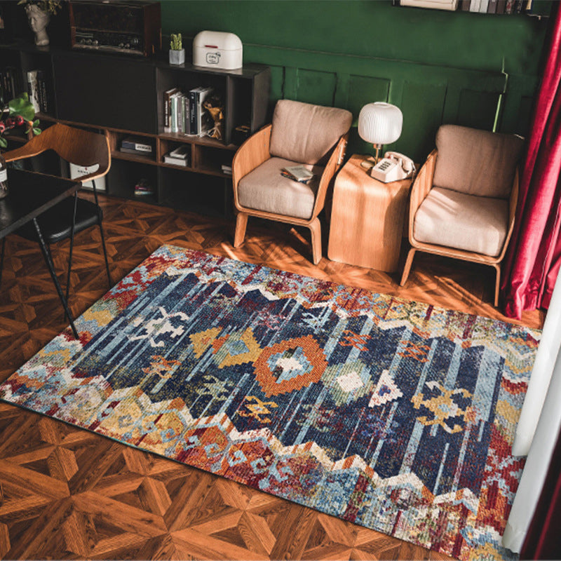 Multi Colored Americana Rug Polyster Geo Patterned Indoor Rug Pet Friendly Non-Slip Backing Area Carpet for Decoration Dark Blue Clearhalo 'Area Rug' 'Bohemian' 'Rugs' Rug' 2214404