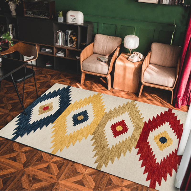 Multi Colored Americana Rug Polyster Geo Patterned Indoor Rug Pet Friendly Non-Slip Backing Area Carpet for Decoration Yellow-Red Clearhalo 'Area Rug' 'Bohemian' 'Rugs' Rug' 2214411