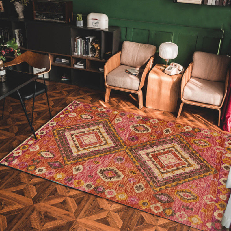 Multi Colored Americana Rug Polyster Geo Patterned Indoor Rug Pet Friendly Non-Slip Backing Area Carpet for Decoration Pink-Yellow Clearhalo 'Area Rug' 'Bohemian' 'Rugs' Rug' 2214412