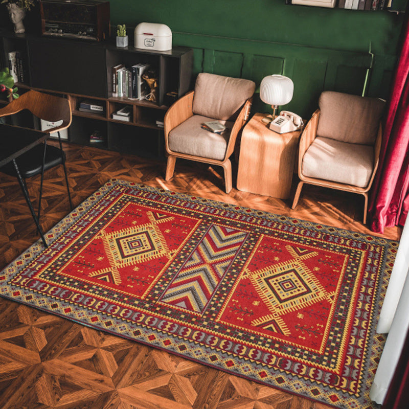 Multi Colored Americana Rug Polyster Geo Patterned Indoor Rug Pet Friendly Non-Slip Backing Area Carpet for Decoration Red Clearhalo 'Area Rug' 'Bohemian' 'Rugs' Rug' 2214416