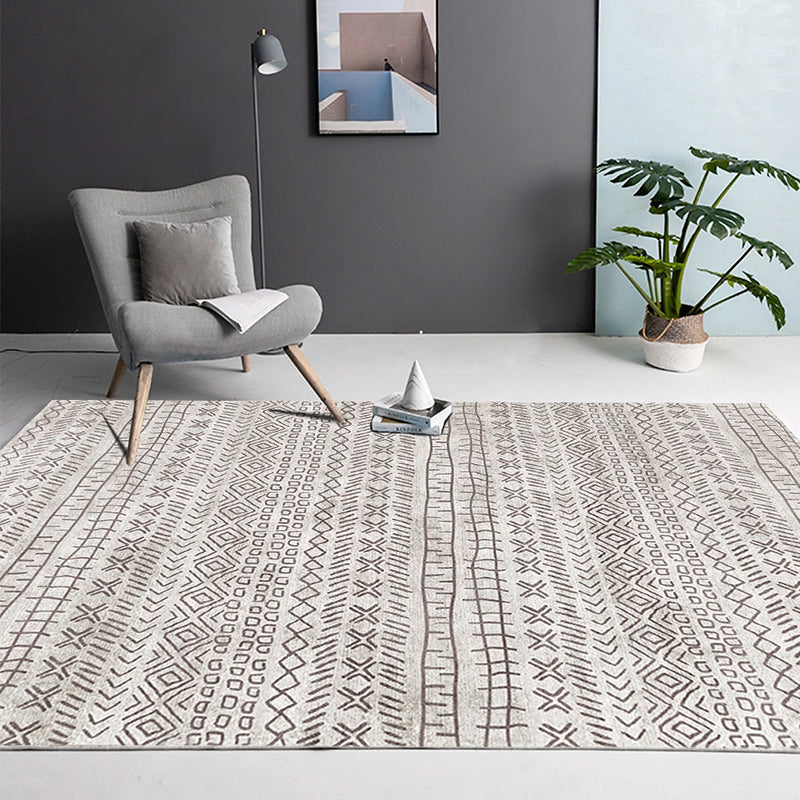 Simple Boho Rug Multi Color Geo Printed Area Rug Pet Friendly Washable Anti-Slip Backing Carpet for Room Light Gray Clearhalo 'Area Rug' 'Bohemian' 'Rugs' Rug' 2214428