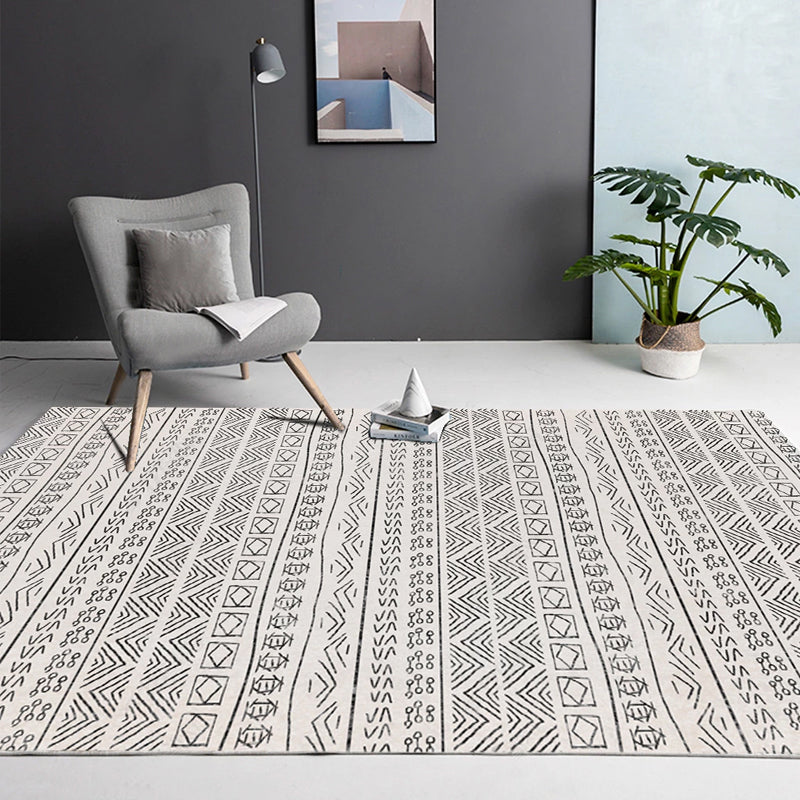 Simple Boho Rug Multi Color Geo Printed Area Rug Pet Friendly Washable Anti-Slip Backing Carpet for Room Textured Black Clearhalo 'Area Rug' 'Bohemian' 'Rugs' Rug' 2214437
