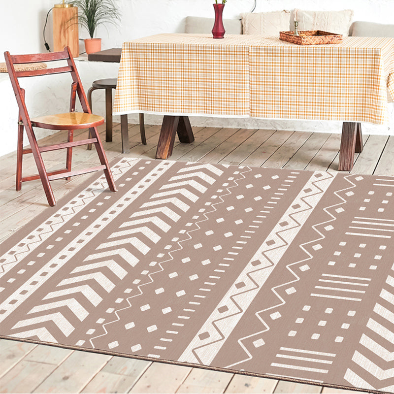 Simple Boho Rug Multi Color Geo Printed Area Rug Pet Friendly Washable Anti-Slip Backing Carpet for Room Light Coffee Clearhalo 'Area Rug' 'Bohemian' 'Rugs' Rug' 2214441