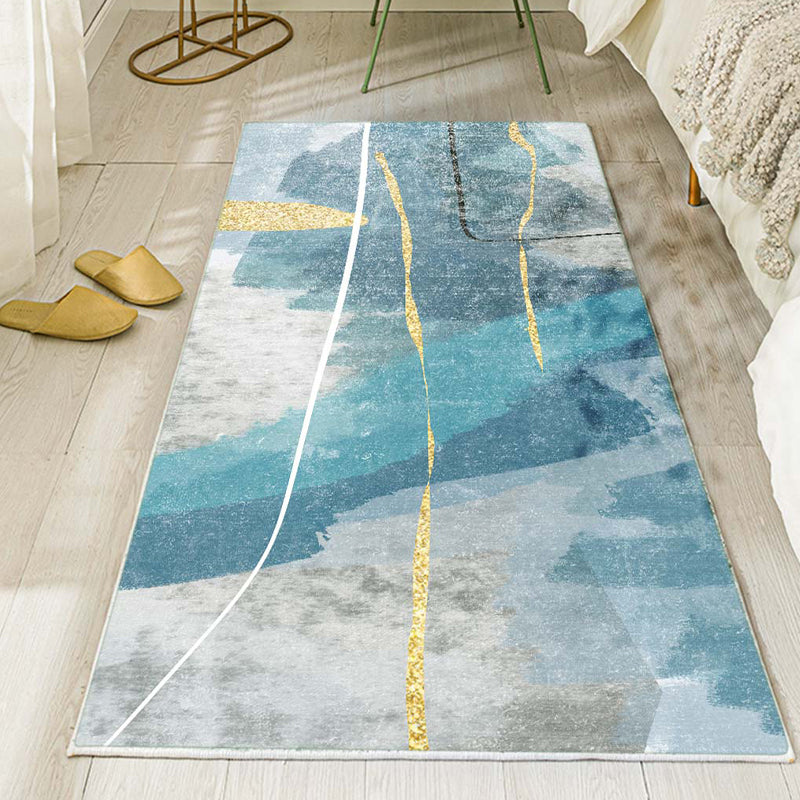 Relaxing Abstract Printed Rug Multi-Colored Lamb Wool Carpet Non-Slip Backing Pet Friendly Washable Rug for Room Blue Clearhalo 'Area Rug' 'Rug' 2214476