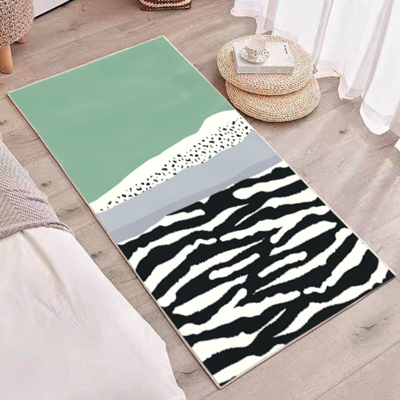 Relaxing Abstract Printed Rug Multi-Colored Lamb Wool Carpet Non-Slip Backing Pet Friendly Washable Rug for Room Green Clearhalo 'Area Rug' 'Rug' 2214483