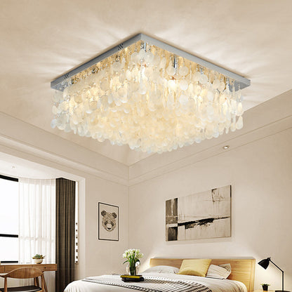Square Flush Mount Light Modern Crystal LED Chrome Ceiling Light Fixture for Bedroom, 16"/19.5"/23.5" Wide Chrome Clearhalo 'Ceiling Lights' 'Close To Ceiling Lights' 'Close to ceiling' 'Flush mount' Lighting' 221449
