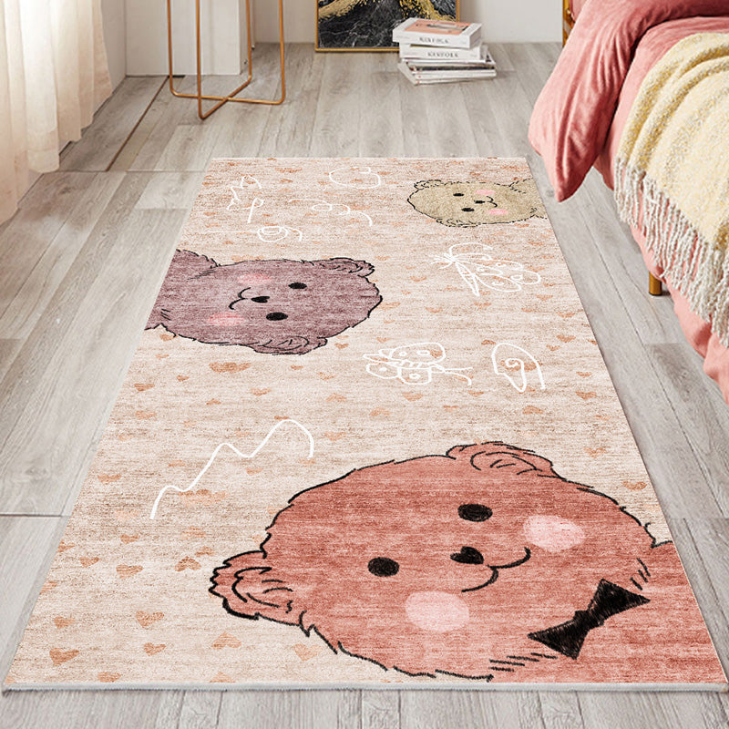Multi Color Cute Rug Polyster Cartoon Patterned Carpet Pet Friendly Washable Anti-Slip Backing Indoor Rug for Bedroom Tan Clearhalo 'Area Rug' 'Rug' 2214522
