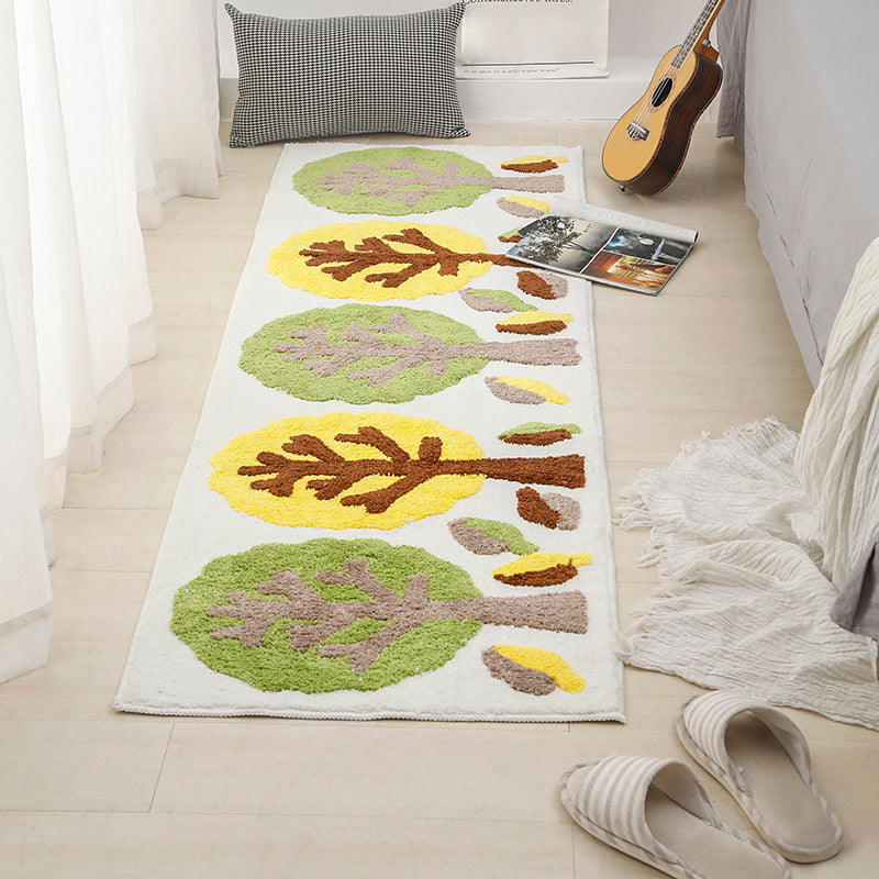 Casual Plant Patterned Rug Multi-Color Polyster Carpet Anti-Slip Backing Pet Friendly Washable Indoor Rug for Bedroom White Clearhalo 'Area Rug' 'French Country' 'Modern' 'Rugs' Rug' 2214525