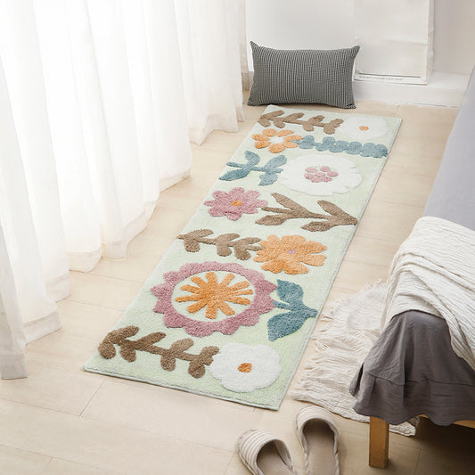 Casual Plant Patterned Rug Multi-Color Polyster Carpet Anti-Slip Backing Pet Friendly Washable Indoor Rug for Bedroom Blue Clearhalo 'Area Rug' 'French Country' 'Modern' 'Rugs' Rug' 2214526