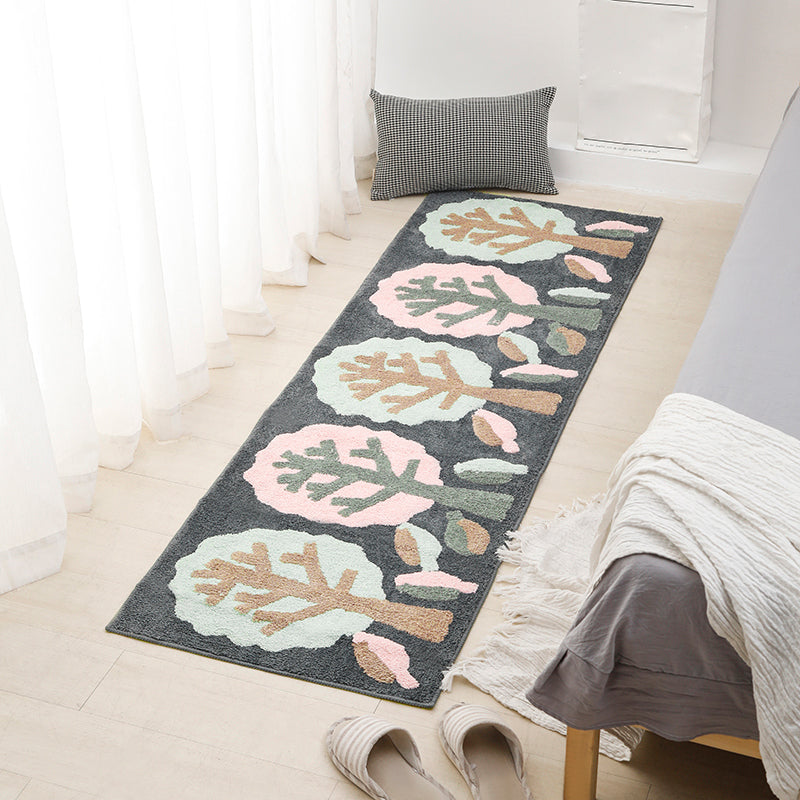 Casual Plant Patterned Rug Multi-Color Polyster Carpet Anti-Slip Backing Pet Friendly Washable Indoor Rug for Bedroom Grey Clearhalo 'Area Rug' 'French Country' 'Modern' 'Rugs' Rug' 2214530