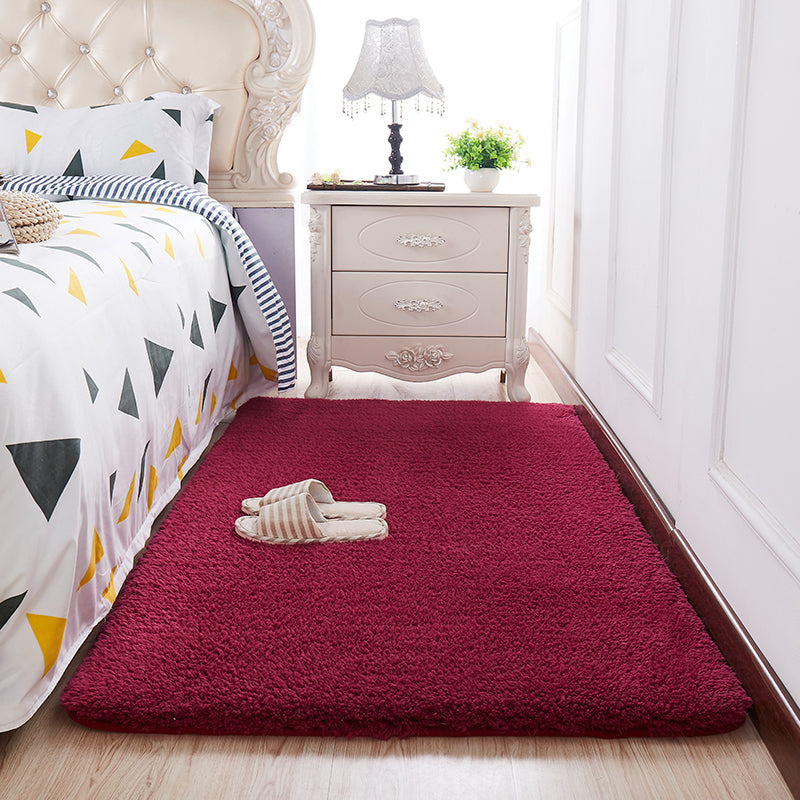 Casual Bedroom Rug Multi Colored Solid Color Indoor Rug Synthetics Easy Care Stain-Resistant Carpet Burgundy Clearhalo 'Area Rug' 'Casual' 'Rugs' Rug' 2214575