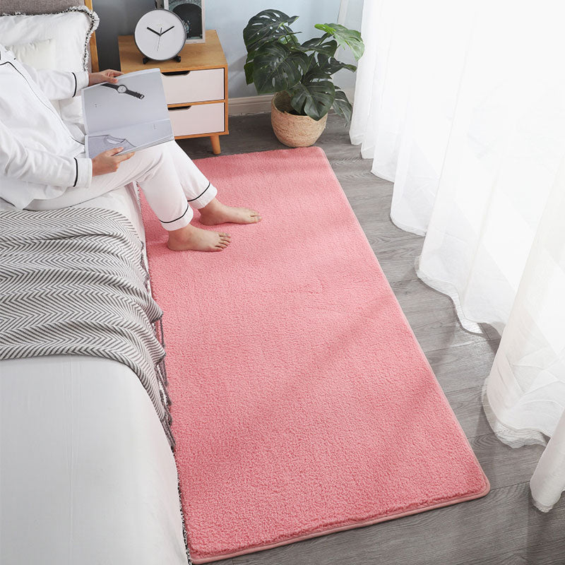 Southwestern Solid Color Rug Multi-Colored Lamb Wool Area Rug Non-Slip Backing Machine Washable Carpet for Bedroom Pink Clearhalo 'Area Rug' 'Casual' 'Rugs' Rug' 2214590