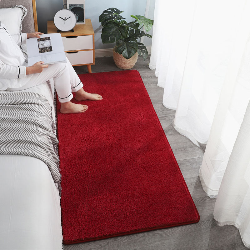 Southwestern Solid Color Rug Multi-Colored Lamb Wool Area Rug Non-Slip Backing Machine Washable Carpet for Bedroom Burgundy Clearhalo 'Area Rug' 'Casual' 'Rugs' Rug' 2214593