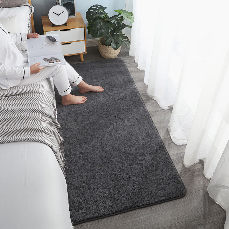 Southwestern Solid Color Rug Multi-Colored Lamb Wool Area Rug Non-Slip Backing Machine Washable Carpet for Bedroom Dark Gray Clearhalo 'Area Rug' 'Casual' 'Rugs' Rug' 2214601
