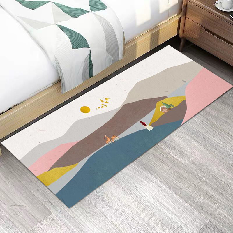 Multi-Colored Bedroom Rug Western Color Block Area Carpet Polyster Easy Care Machine Washable Indoor Rug Pink Clearhalo 'Area Rug' 'Rug' 2214712