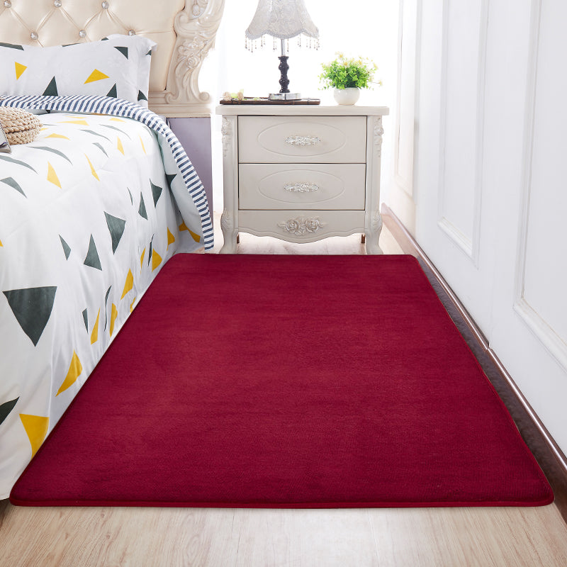 Casual Multi Color Modern Rug Synthetics Solid Color Carpet Anti-Slip Backing Stain-Resistant Rug for Bedroom Burgundy Clearhalo 'Area Rug' 'Casual' 'Rugs' Rug' 2214727