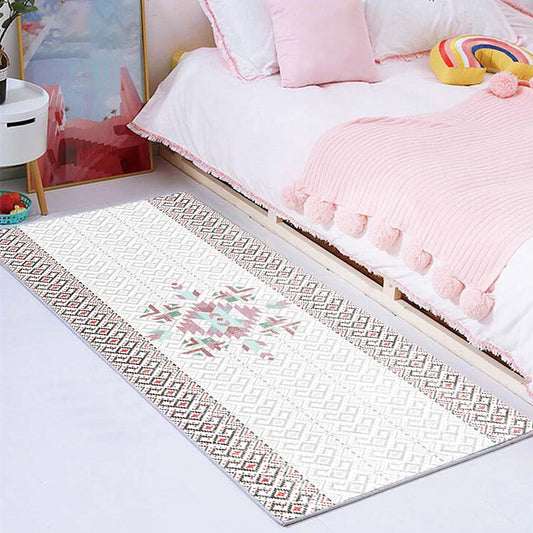 Multi Colored Moroccan Rug Polyster Geometric Print Carpet Easy Care Machine Washable Indoor Rug for Decor White Clearhalo 'Area Rug' 'Moroccan' 'Rugs' Rug' 2214745