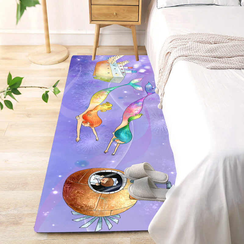 Cute Kids Room Rug Multi Color Fairy Tale Pattern Area Rug Polyster Non-Slip Washable Pet Friendly Carpet Purple Clearhalo 'Area Rug' 'Rug' 2214782