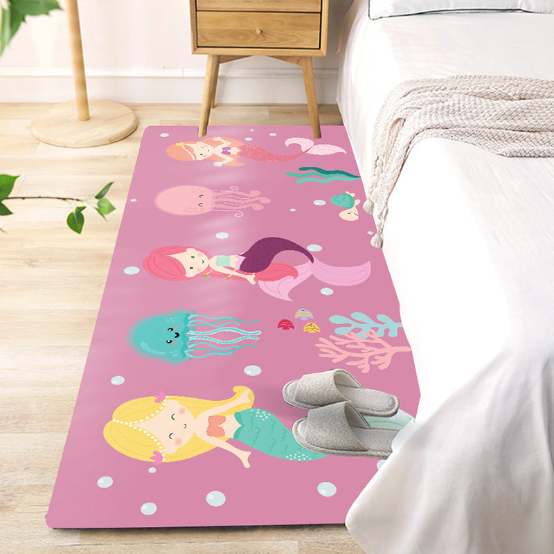 Cute Kids Room Rug Multi Color Fairy Tale Pattern Area Rug Polyster Non-Slip Washable Pet Friendly Carpet Pink Clearhalo 'Area Rug' 'Rug' 2214784