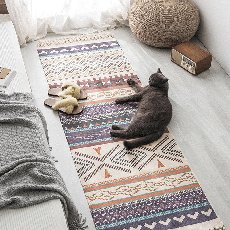 Moroccan Geometric Print Rug Multi Color Cotton Blend Carpet Machine Washable Pet Friendly Rug with Tassel for Room Clearhalo 'Area Rug' 'Moroccan' 'Rugs' Rug' 2214791