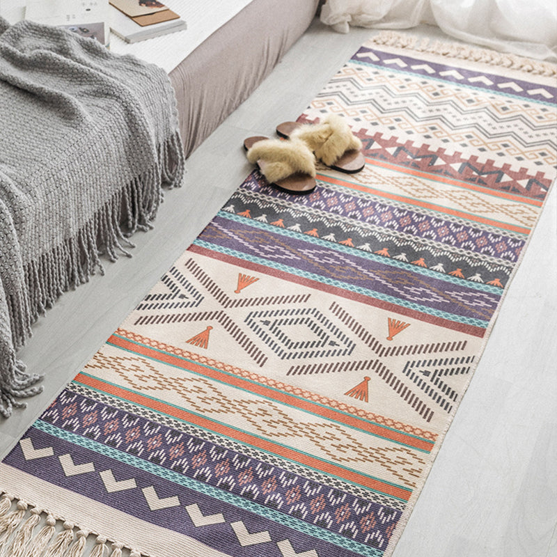Moroccan Geometric Print Rug Multi Color Cotton Blend Carpet Machine Washable Pet Friendly Rug with Tassel for Room Clearhalo 'Area Rug' 'Moroccan' 'Rugs' Rug' 2214794
