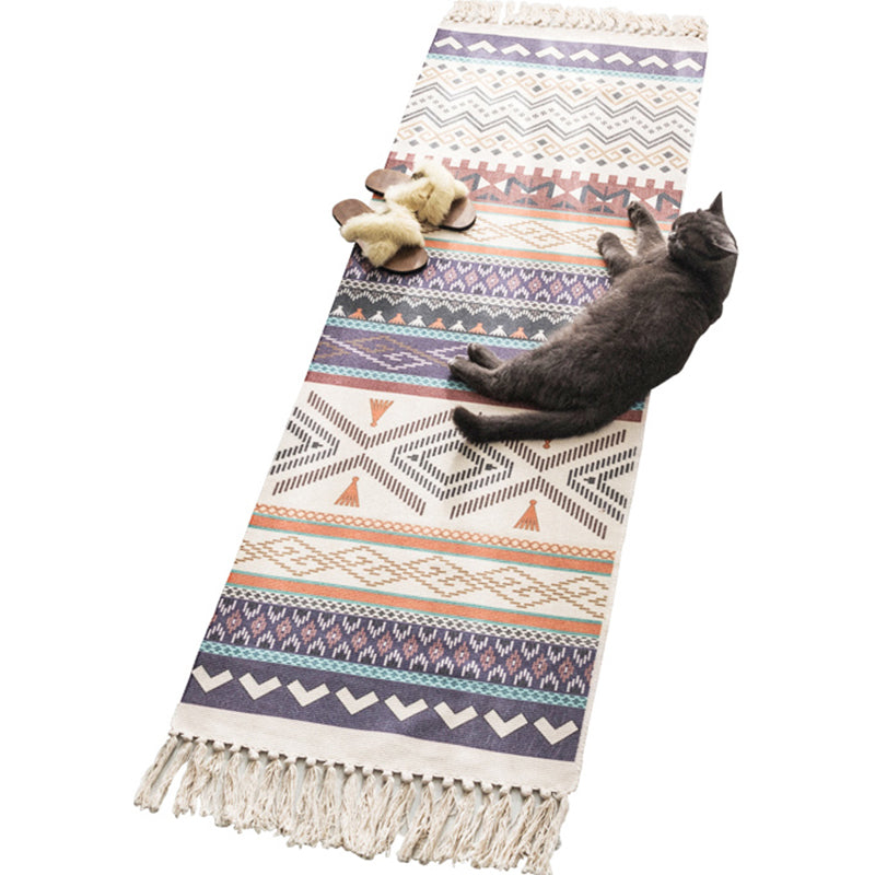Moroccan Geometric Print Rug Multi Color Cotton Blend Carpet Machine Washable Pet Friendly Rug with Tassel for Room Clearhalo 'Area Rug' 'Moroccan' 'Rugs' Rug' 2214795