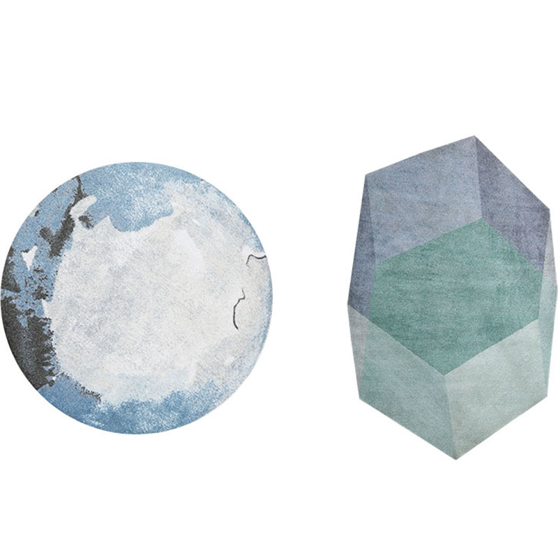 Multi Colored Abstract Printed Rug Polypropylene Cyberpunk Area Rug Pet Friendly Easy Care Carpet for Living Room Blue-Green Clearhalo 'Area Rug' 'Rug' 2214899