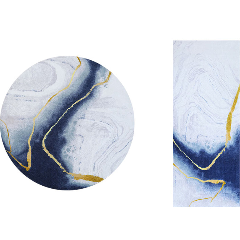 Multi Colored Abstract Printed Rug Polypropylene Cyberpunk Area Rug Pet Friendly Easy Care Carpet for Living Room Dark Blue Clearhalo 'Area Rug' 'Rug' 2214904