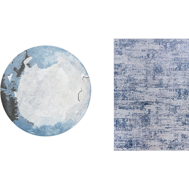 Multi Colored Abstract Printed Rug Polypropylene Cyberpunk Area Rug Pet Friendly Easy Care Carpet for Living Room Dark Blue-White Clearhalo 'Area Rug' 'Rug' 2214910