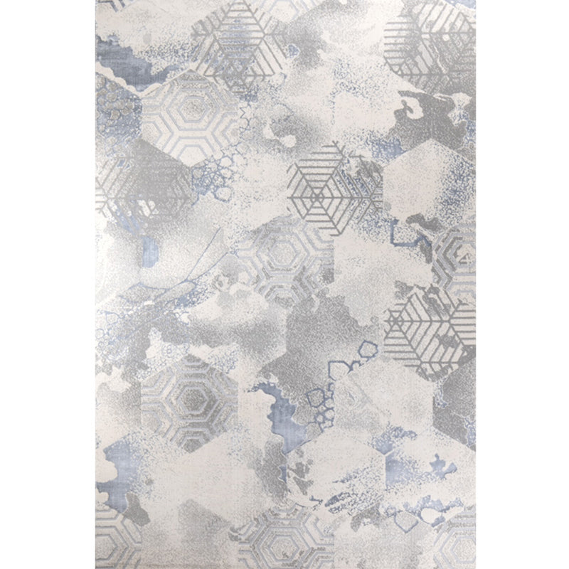 Multi-Colored Abstract Rug Cotton Blend Steampunk Area Carpet Anti-Slip Backing Washable Rug for Living Room Silver Gray Clearhalo 'Area Rug' 'Rug' 2214993