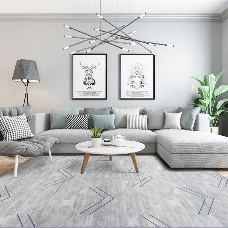 Modern Abstract Print Rug Multicolor Polyster Area Rug Anti-Slip Pet Friendly Washable Rug for Decor Light Gray-Black Clearhalo 'Area Rug' 'Rug' 2215058