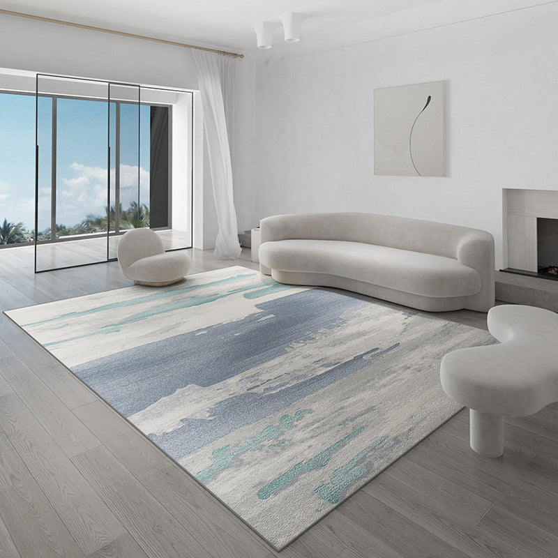 Cyberpunk Home Decoration Rug Multi Color Abstract Print Indoor Rug Cotton Blend Pet Friendly Non-Slip Carpet Blue-Green Clearhalo 'Area Rug' 'Rug' 2215094