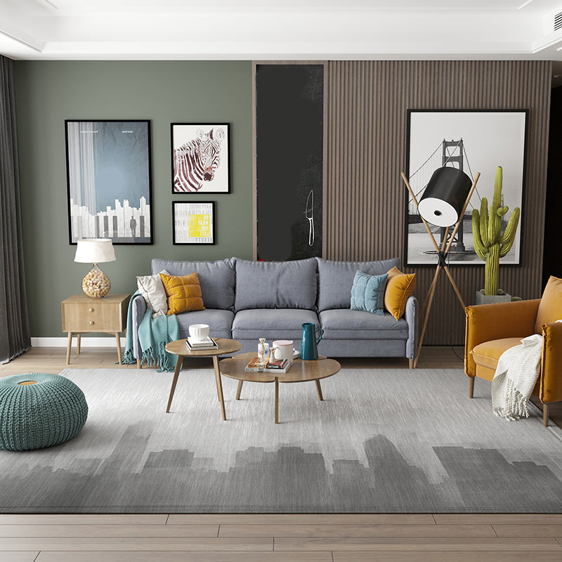 Contemporary Abstract Rug Multi Colored Cotton Blend Carpet Anti-Slip Backing Easy Care Washable Rug for Home White-Gray Clearhalo 'Area Rug' 'Rug' 2215122