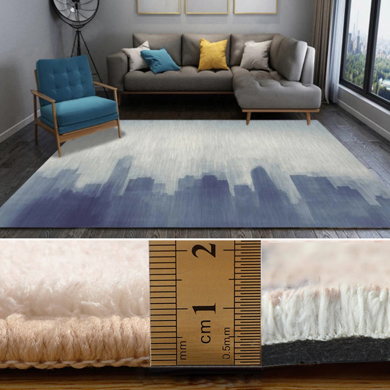 Contemporary Abstract Rug Multi Colored Cotton Blend Carpet Anti-Slip Backing Easy Care Washable Rug for Home Blue Clearhalo 'Area Rug' 'Rug' 2215124