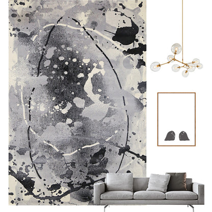 Multi Colored Creative Rug Synthetics Abstract Printed Carpet Anti-Slip Backing Washable Indoor Rug for Living Room Dark Gray-Black Clearhalo 'Area Rug' 'Rug' 2215130