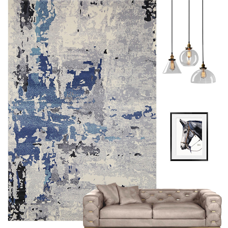 Multi Colored Creative Rug Synthetics Abstract Printed Carpet Anti-Slip Backing Washable Indoor Rug for Living Room Gray-Blue Clearhalo 'Area Rug' 'Rug' 2215139
