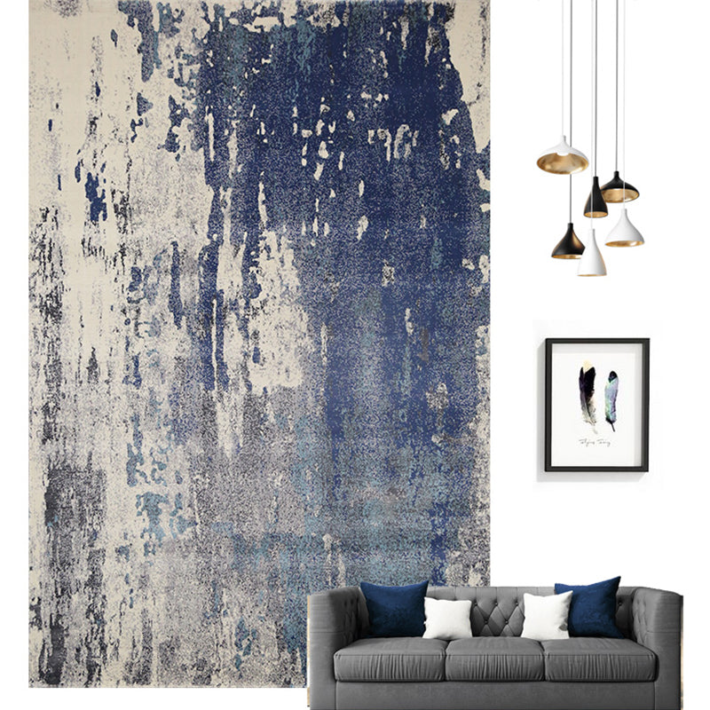 Multi Colored Creative Rug Synthetics Abstract Printed Carpet Anti-Slip Backing Washable Indoor Rug for Living Room Dark Blue-Gray Clearhalo 'Area Rug' 'Rug' 2215140
