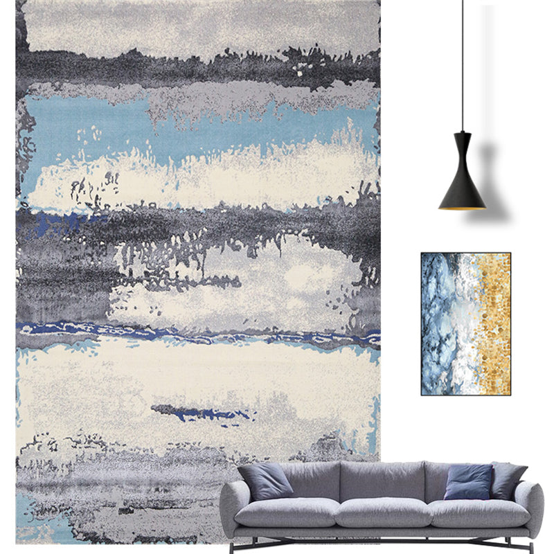 Multi Colored Creative Rug Synthetics Abstract Printed Carpet Anti-Slip Backing Washable Indoor Rug for Living Room Gray Blue Clearhalo 'Area Rug' 'Rug' 2215141