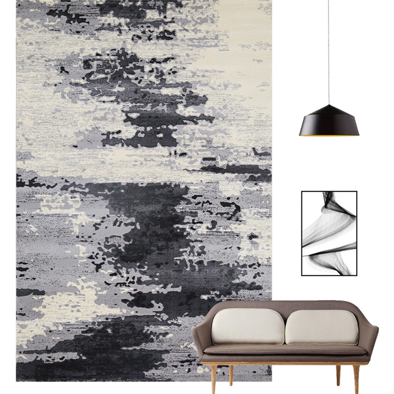 Multi Colored Creative Rug Synthetics Abstract Printed Carpet Anti-Slip Backing Washable Indoor Rug for Living Room Black-Gray Clearhalo 'Area Rug' 'Rug' 2215142