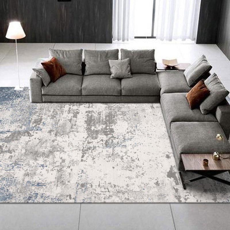 Multi Color Modern Rug Cotton Blend Abstract Print Carpet Non-Slip Backing Machine Washable Indoor Rug for Home Gray-Blue Clearhalo 'Area Rug' 'Rug' 2215211
