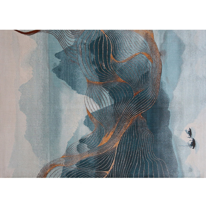 Modern Abstract Printed Rug Multi Color Polyster Carpet Non-Slip Backing Stain-Resistant Rug for Living Room Lake Blue Clearhalo 'Area Rug' 'Rug' 2215254